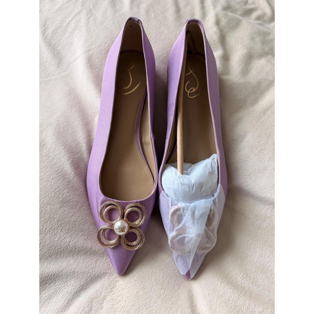 Sam Edelman Wanda Tour Flats Women 10 Lavender New Pearl Flower Pointed Toe